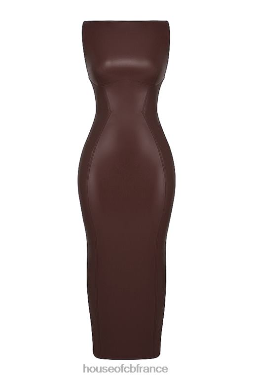 House of CB robe longue en cuir végétalien sahara cacao N888H122 vêtements