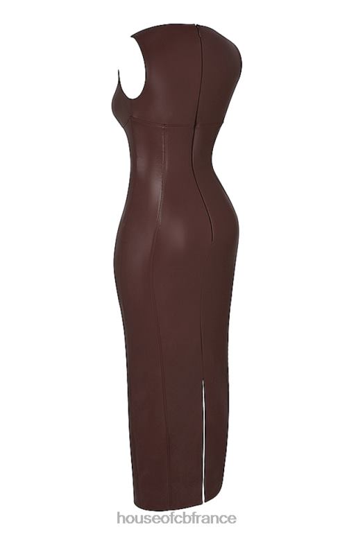 House of CB robe longue en cuir végétalien sahara cacao N888H122 vêtements