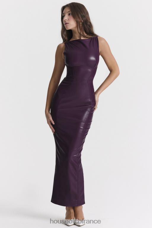 House of CB robe longue en cuir végétalien sahara merlot N888H280 vêtements
