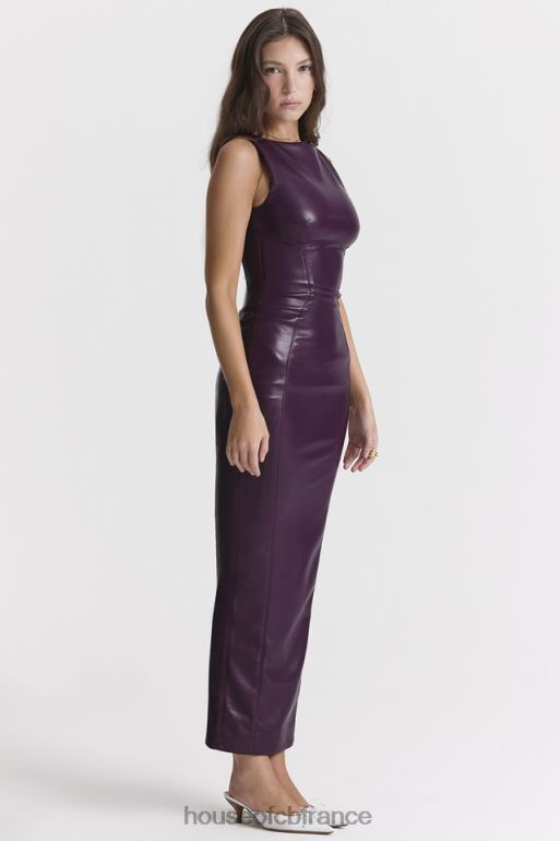 House of CB robe longue en cuir végétalien sahara merlot N888H280 vêtements