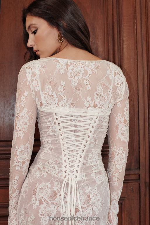 House of CB robe longue en dentelle crème vintage artemis N888H133 vêtements
