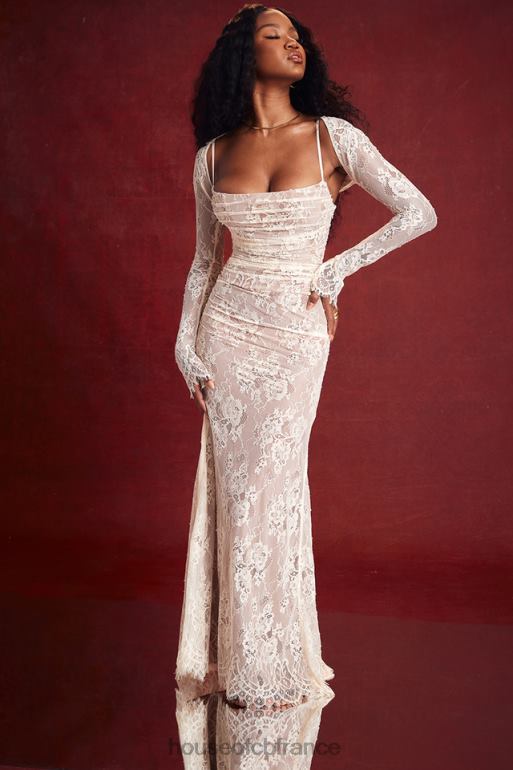 House of CB robe longue en dentelle crème vintage artemis N888H133 vêtements