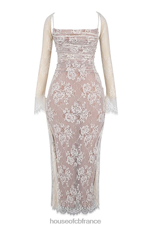 House of CB robe longue en dentelle crème vintage artemis N888H133 vêtements