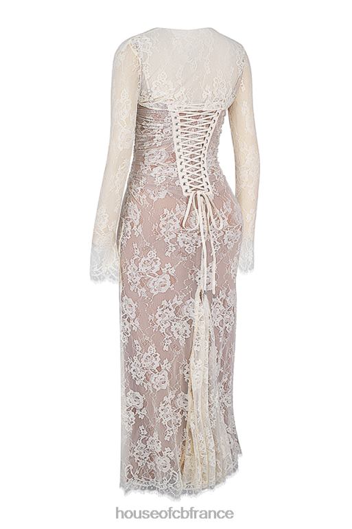 House of CB robe longue en dentelle crème vintage artemis N888H133 vêtements