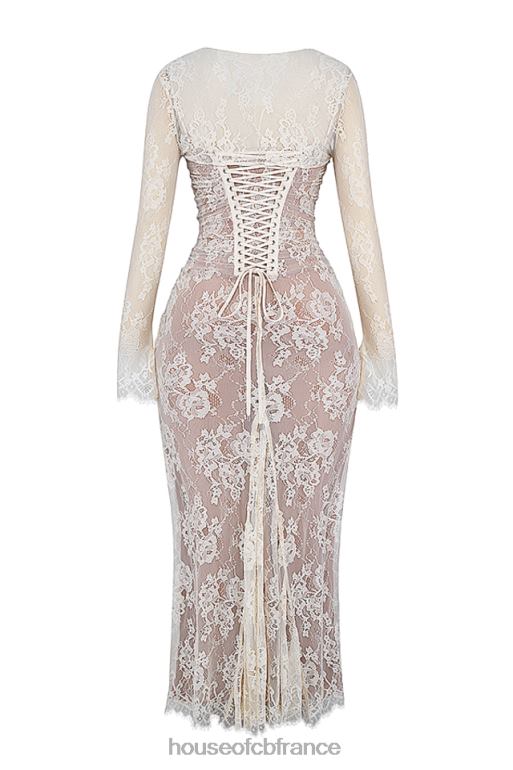 House of CB robe longue en dentelle crème vintage artemis N888H133 vêtements