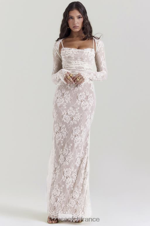 House of CB robe longue en dentelle crème vintage artemis N888H133 vêtements