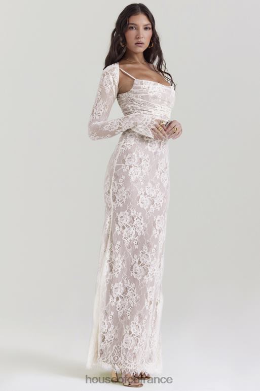 House of CB robe longue en dentelle crème vintage artemis N888H133 vêtements