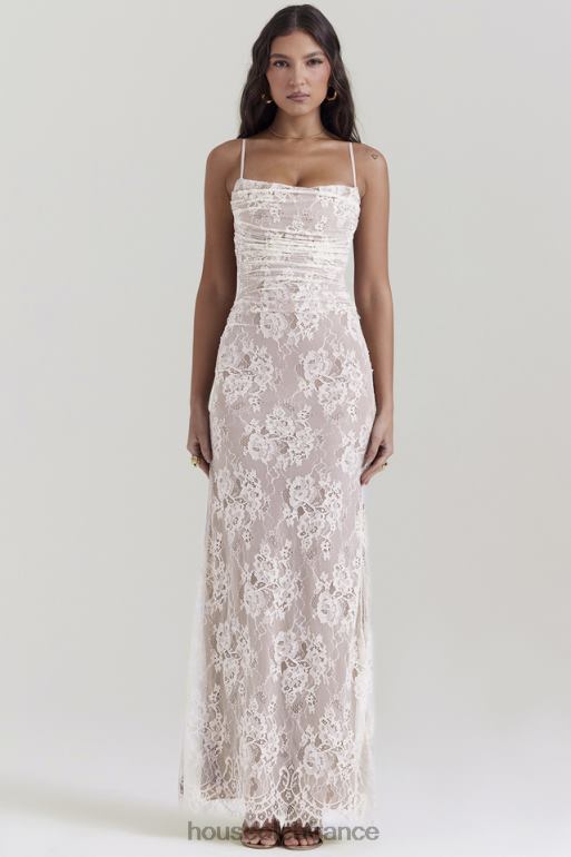 House of CB robe longue en dentelle crème vintage artemis N888H133 vêtements