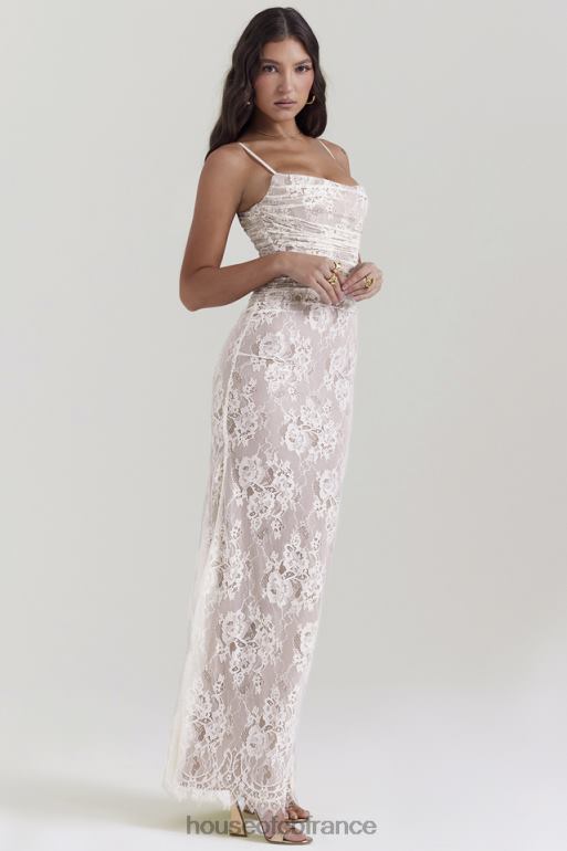House of CB robe longue en dentelle crème vintage artemis N888H133 vêtements