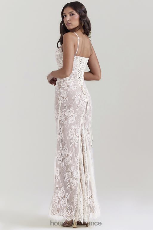 House of CB robe longue en dentelle crème vintage artemis N888H133 vêtements