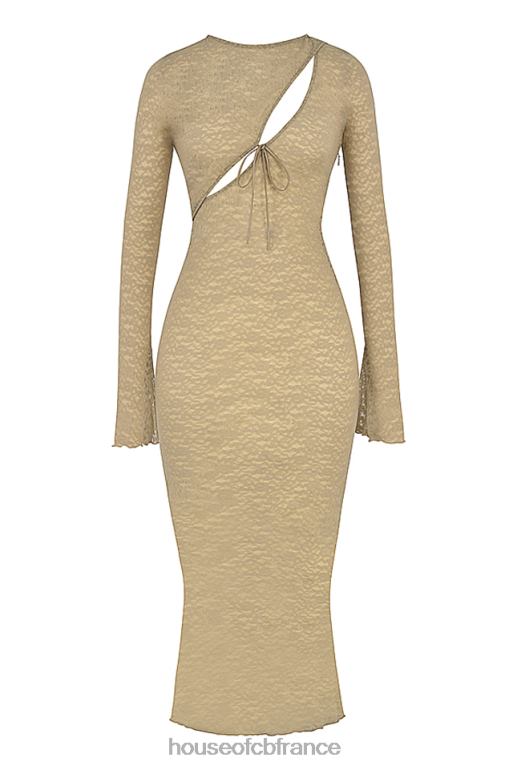 House of CB robe longue en dentelle à fleurs giovanna stone N888H391 vêtements