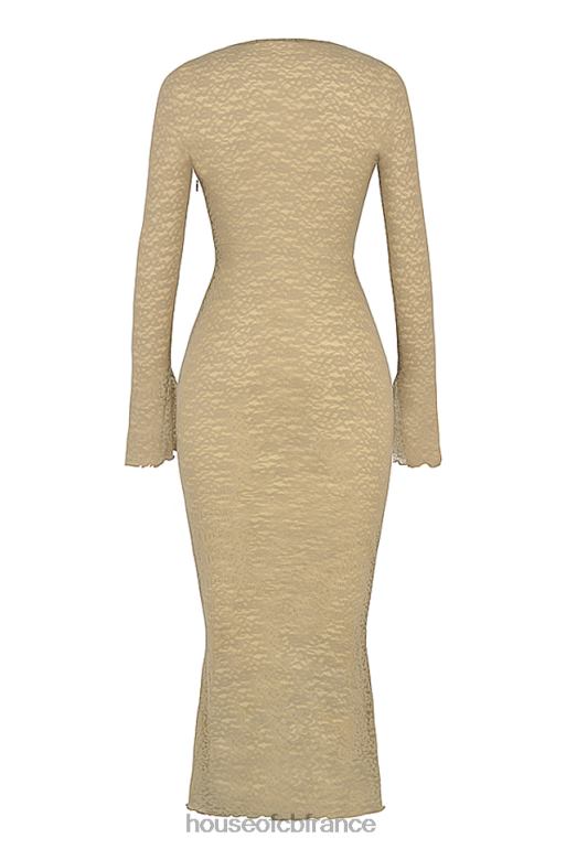 House of CB robe longue en dentelle à fleurs giovanna stone N888H391 vêtements