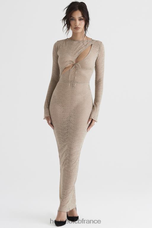 House of CB robe longue en dentelle à fleurs giovanna stone N888H391 vêtements