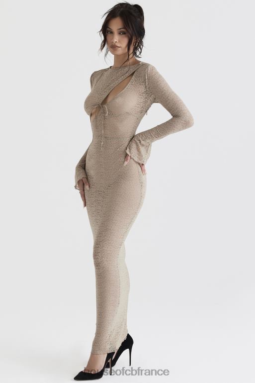 House of CB robe longue en dentelle à fleurs giovanna stone N888H391 vêtements