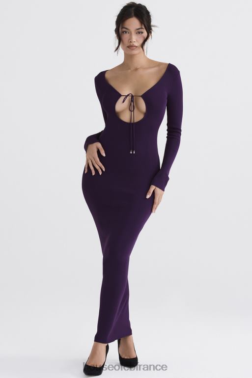 House of CB robe longue en maille côtelée keana grape N888H318 vêtements
