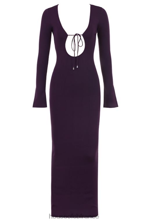 House of CB robe longue en maille côtelée keana grape N888H318 vêtements