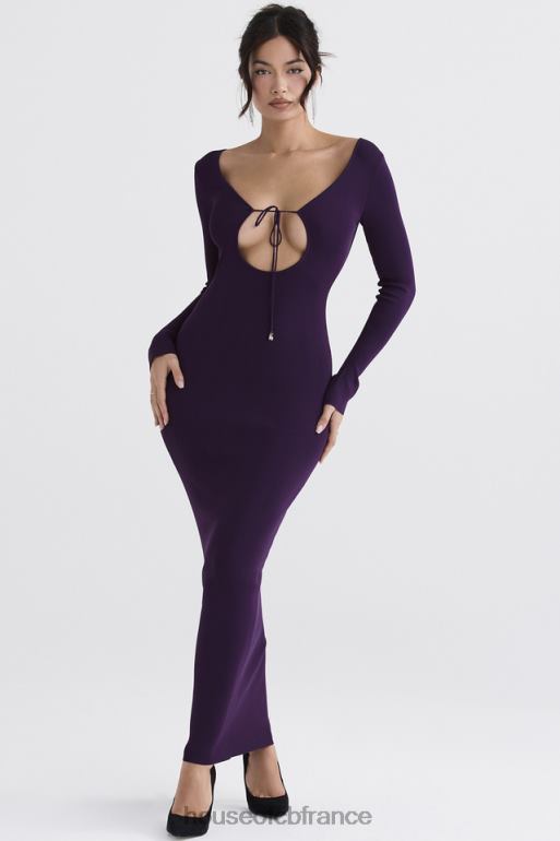 House of CB robe longue en maille côtelée keana grape N888H318 vêtements