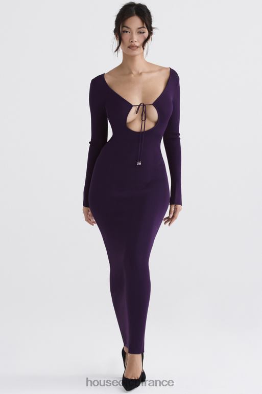 House of CB robe longue en maille côtelée keana grape N888H318 vêtements