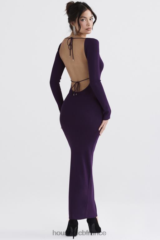 House of CB robe longue en maille côtelée keana grape N888H318 vêtements