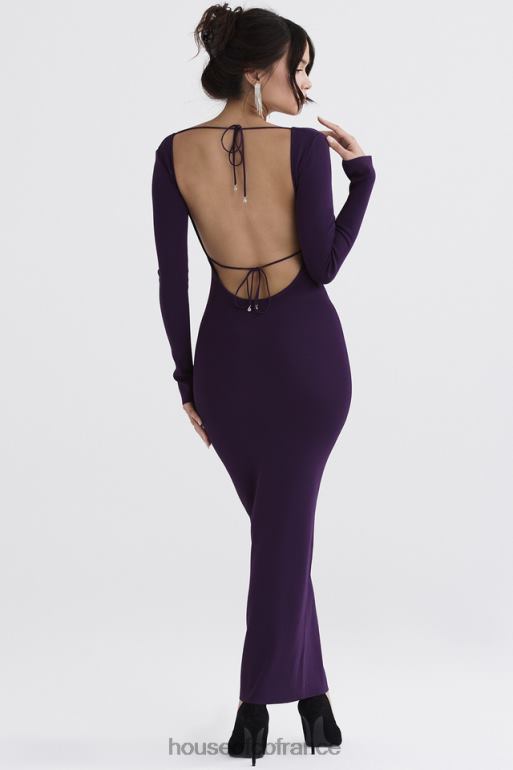 House of CB robe longue en maille côtelée keana grape N888H318 vêtements