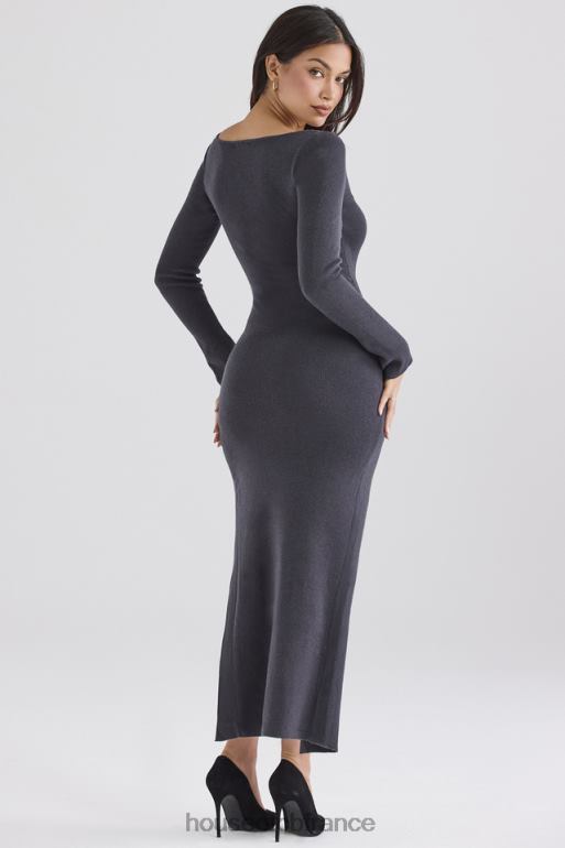 House of CB robe longue en maille de cachemire tolani anthracite N888H313 vêtements