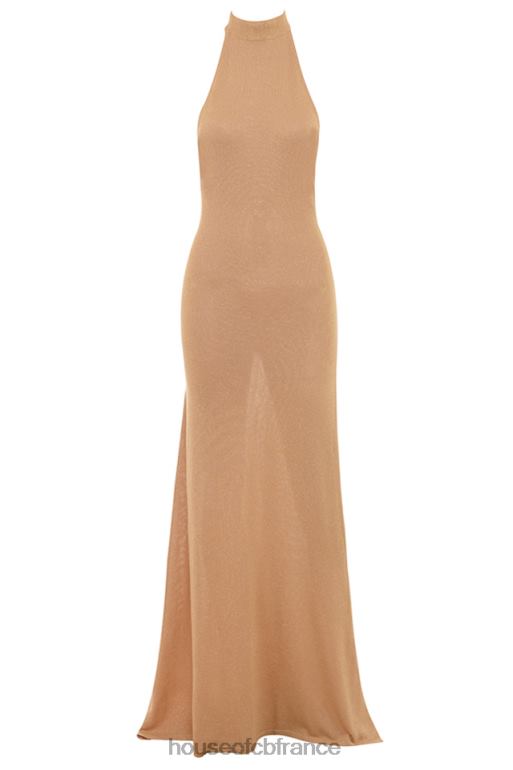 House of CB robe longue en maille dorée Selia N888H113 vêtements