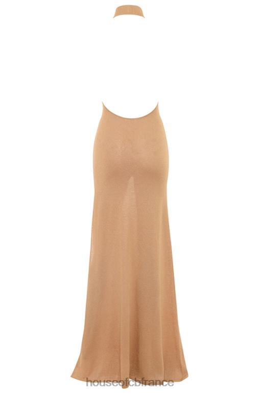 House of CB robe longue en maille dorée Selia N888H113 vêtements