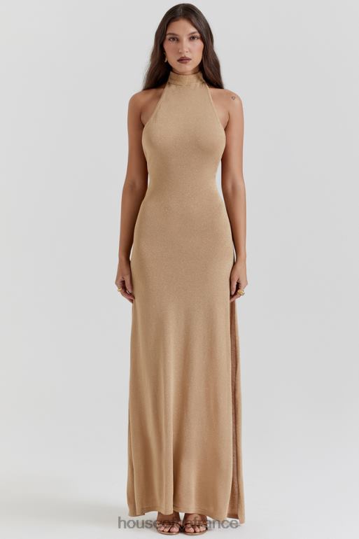 House of CB robe longue en maille dorée Selia N888H113 vêtements