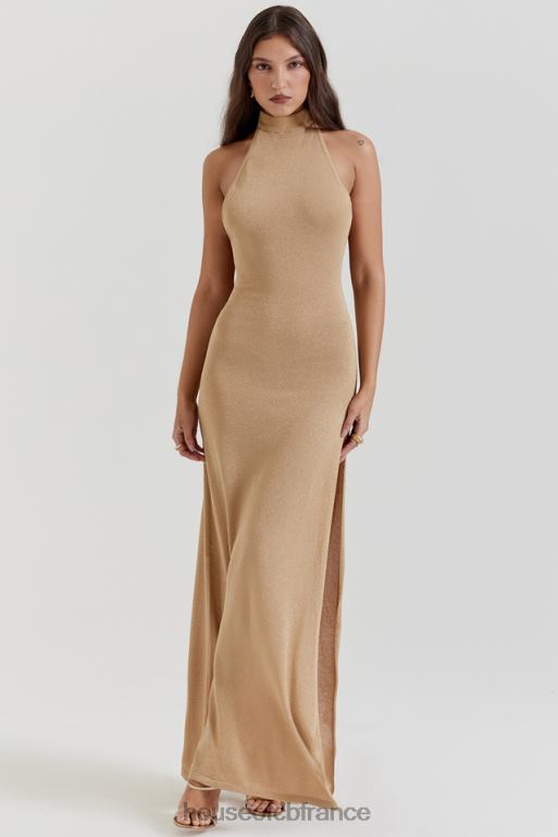 House of CB robe longue en maille dorée Selia N888H113 vêtements