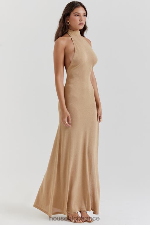 House of CB robe longue en maille dorée Selia N888H113 vêtements