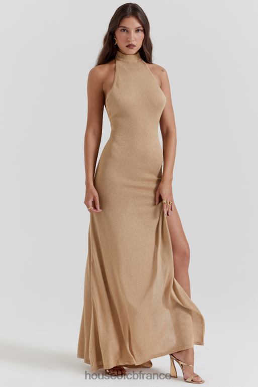 House of CB robe longue en maille dorée Selia N888H113 vêtements