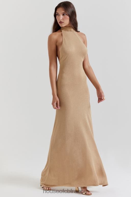 House of CB robe longue en maille dorée Selia N888H113 vêtements
