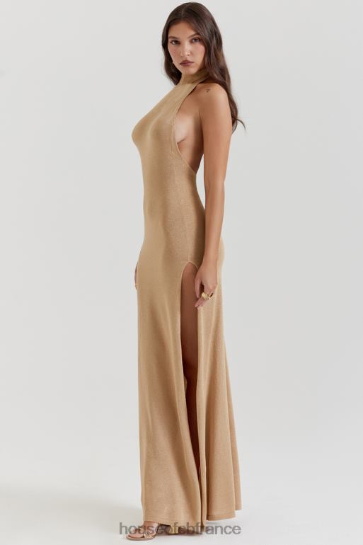 House of CB robe longue en maille dorée Selia N888H113 vêtements