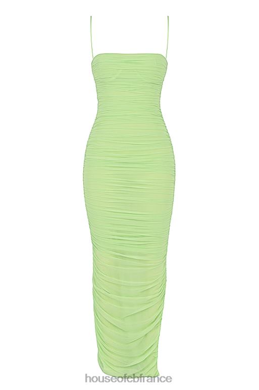 House of CB robe longue en maille organza citron vert fornarina N888H544 vêtements