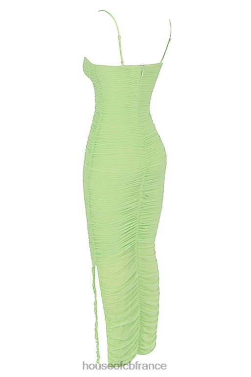 House of CB robe longue en maille organza citron vert fornarina N888H544 vêtements