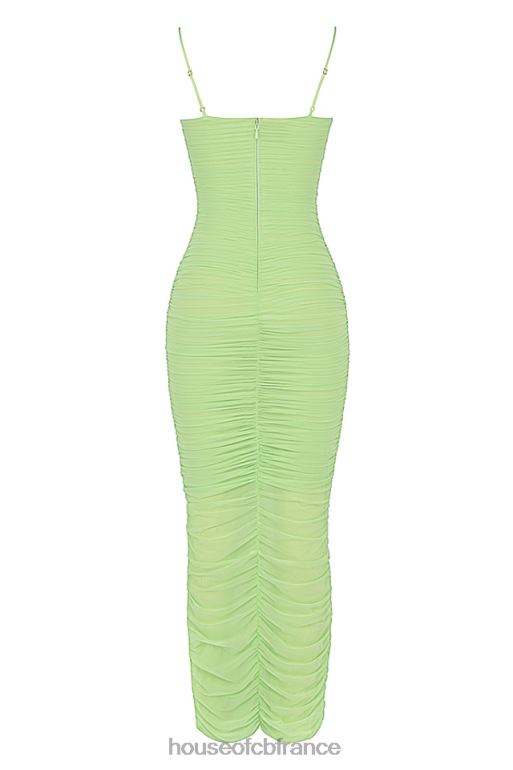 House of CB robe longue en maille organza citron vert fornarina N888H544 vêtements