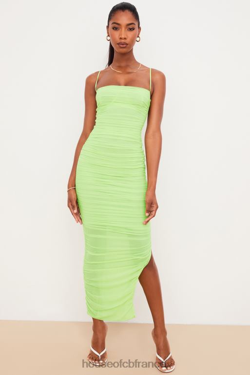 House of CB robe longue en maille organza citron vert fornarina N888H544 vêtements