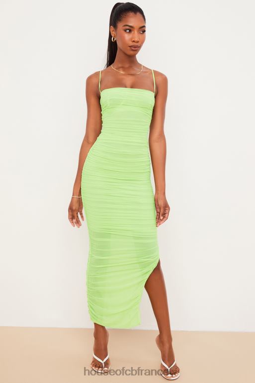 House of CB robe longue en maille organza citron vert fornarina N888H544 vêtements