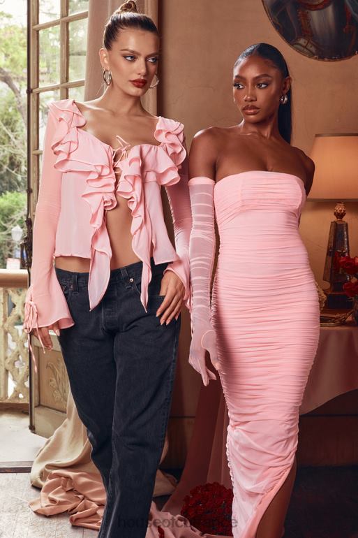 House of CB robe longue en maille rose féerique Sofia N888H497 vêtements