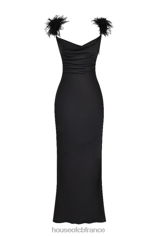 House of CB robe longue en satin noir tabitha N888H299 vêtements