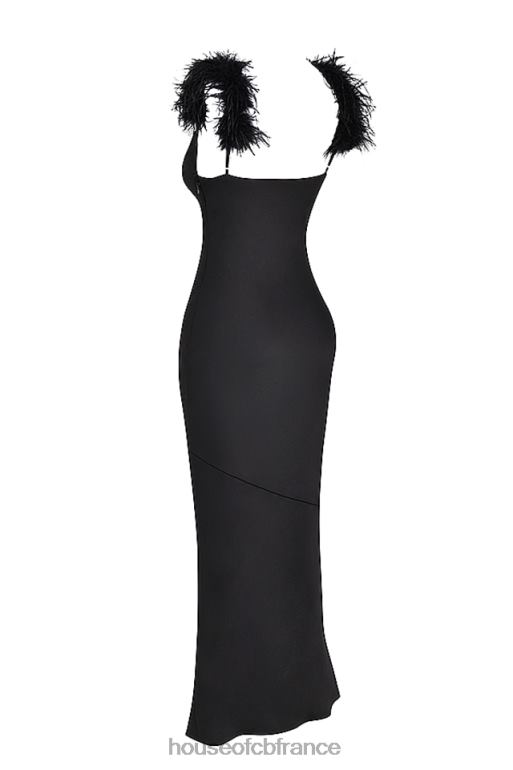 House of CB robe longue en satin noir tabitha N888H299 vêtements