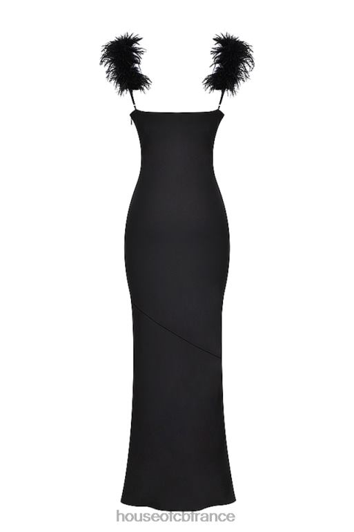 House of CB robe longue en satin noir tabitha N888H299 vêtements