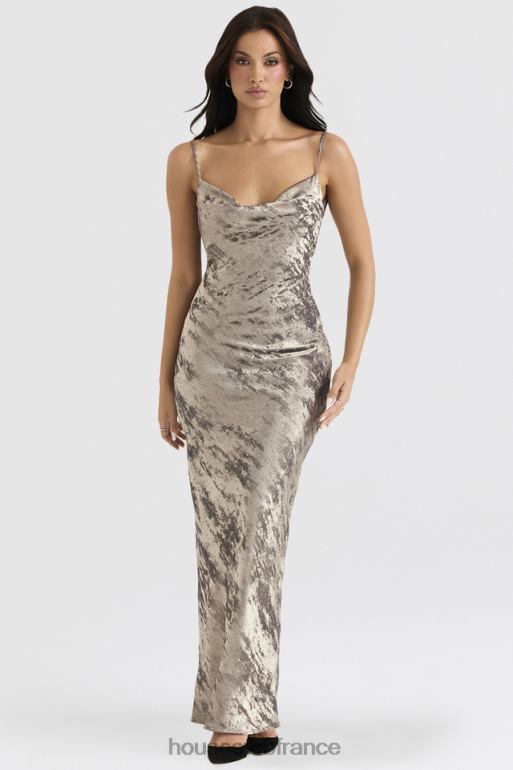House of CB robe longue en satin étain gabrielle N888H360 vêtements