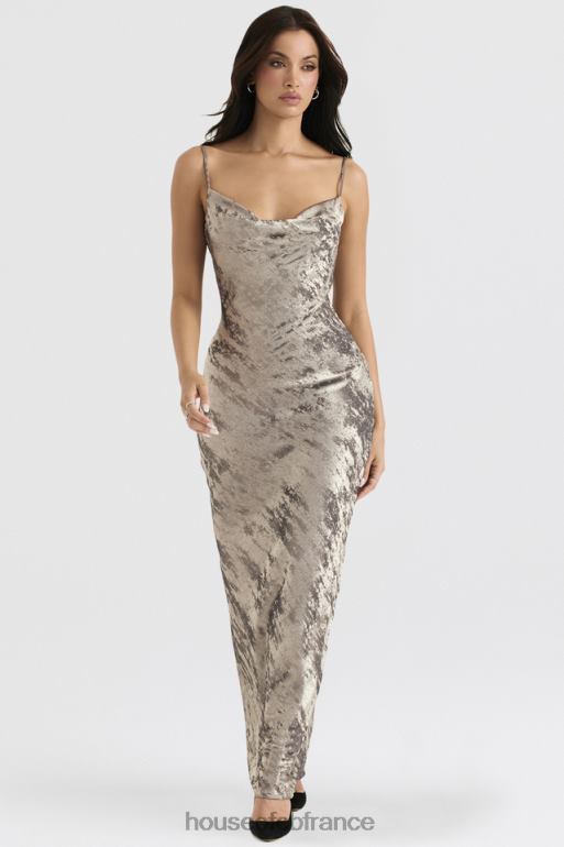 House of CB robe longue en satin étain gabrielle N888H360 vêtements