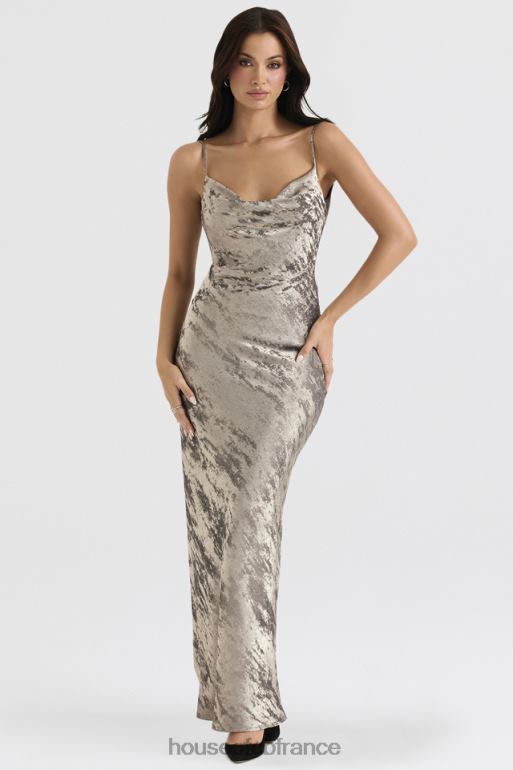 House of CB robe longue en satin étain gabrielle N888H360 vêtements