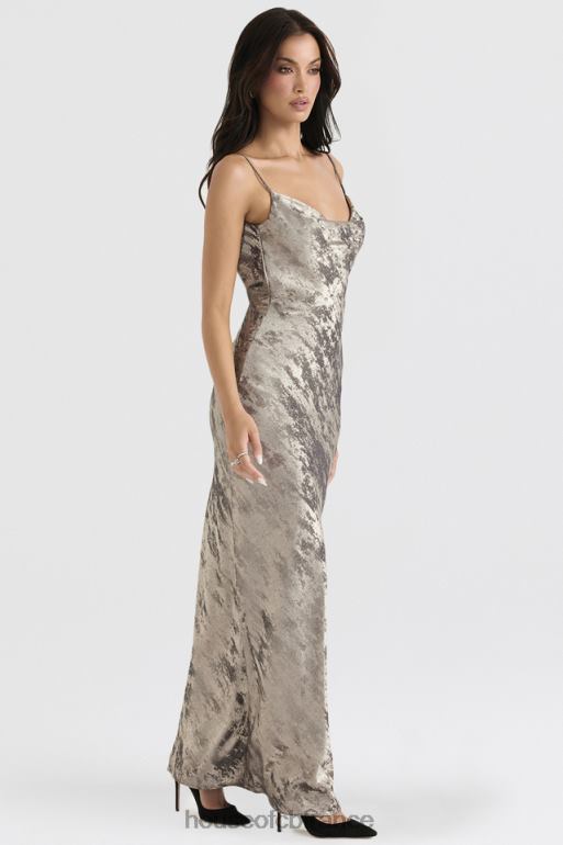 House of CB robe longue en satin étain gabrielle N888H360 vêtements