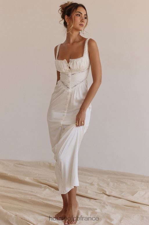 House of CB robe longue en soie véritable ivoire illiana N888H222 vêtements
