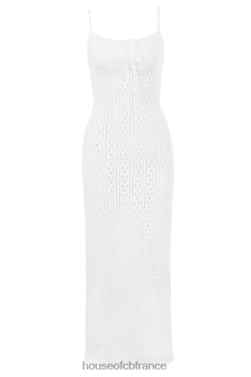 House of CB robe longue en tricot blanc myla N888H262 vêtements