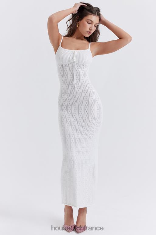 House of CB robe longue en tricot blanc myla N888H262 vêtements