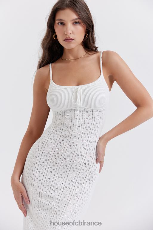 House of CB robe longue en tricot blanc myla N888H262 vêtements